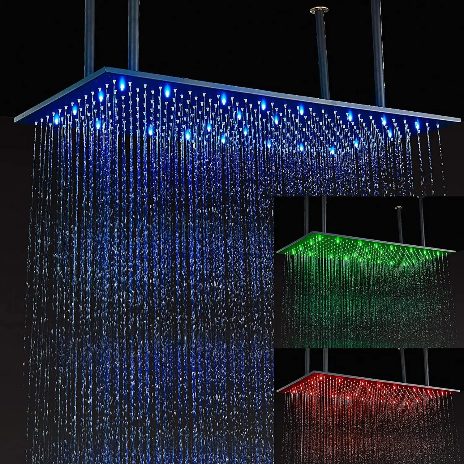 Afralia™ 16"x32" LED Rainfall Shower Head - Color Changing Luxury Square Design