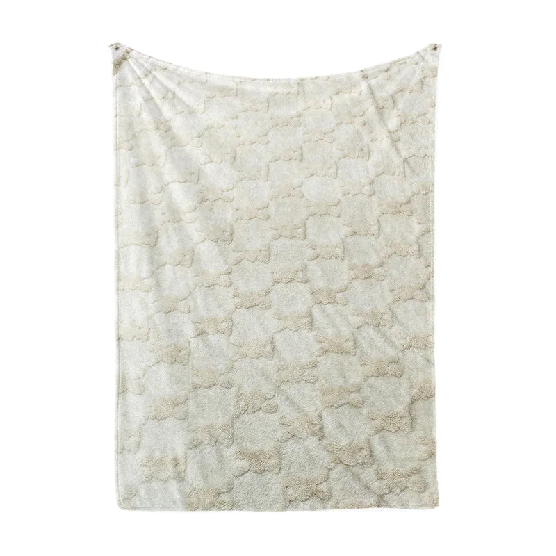 Afralia™ Solid Jacquard Coral Fleece Blanket | Multi-Purpose Sofa Throw Blanket