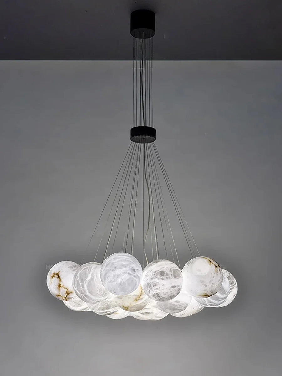 Afralia™ Black Spanish Lucite Globe Pendant Light for Modern Living Room Ceiling Décor