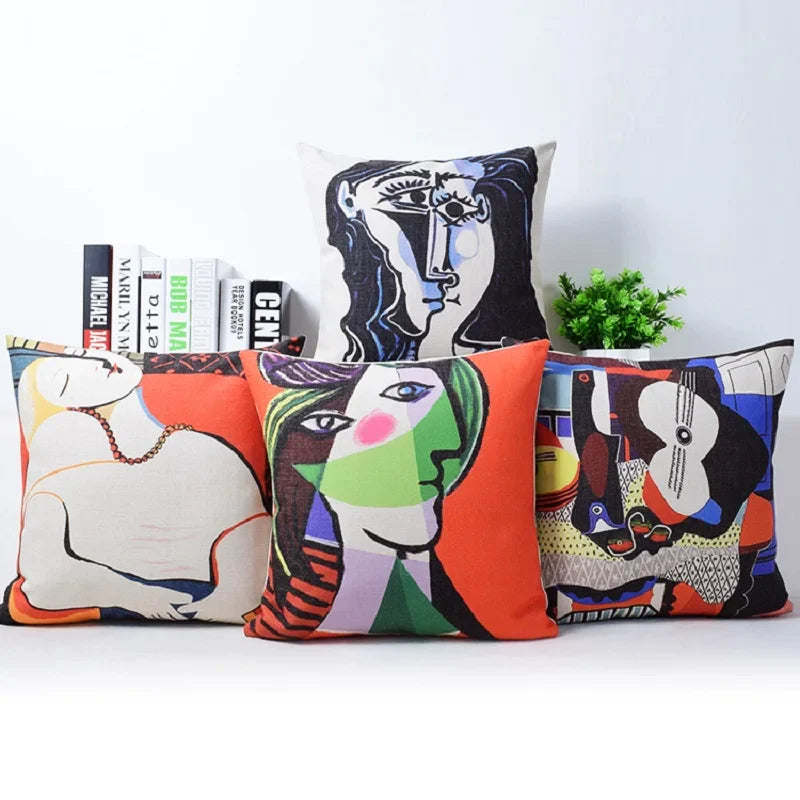 Afralia™ Picasso Painting Cotton Linen Pillowcase & Sofa Cushion Cover