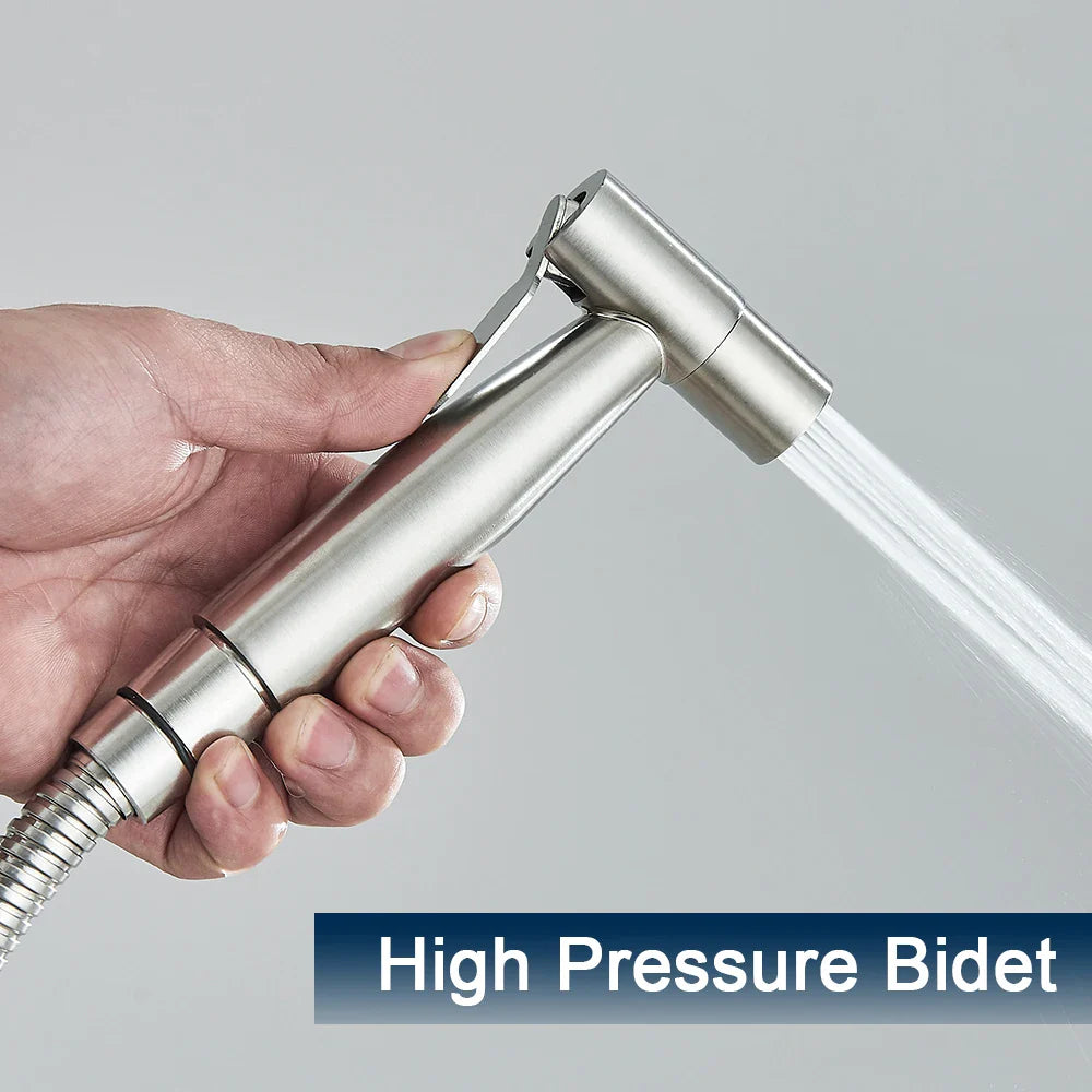 Afralia™ Stainless Steel Black Bidet Sprayer Faucet for Wall Mounted Toilet Hygiene