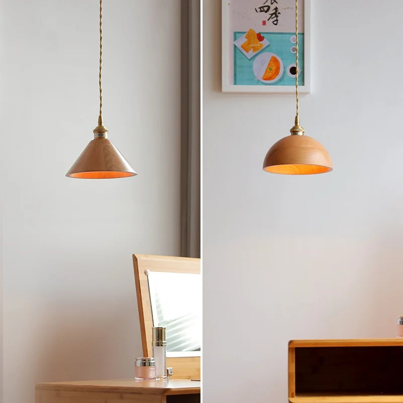 Afralia™ Ash Wood LED Pendant Lamp Adjustable Hanging Lights Luminaire