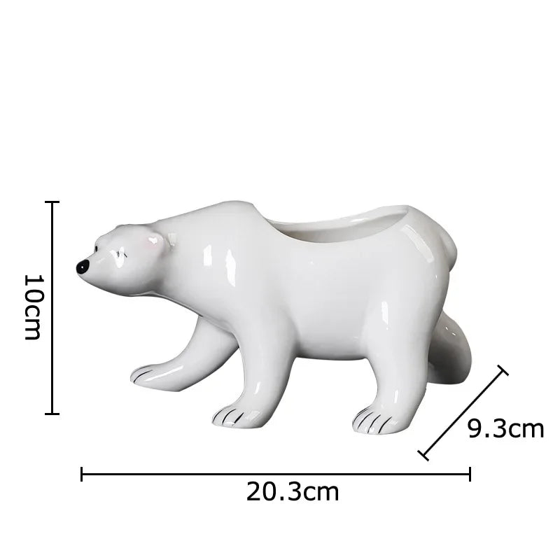 Polar Bear Ceramic Vase Small Plant Pot Table Decoration Flowers Arrangement Afralia™ Aesthetic Decor