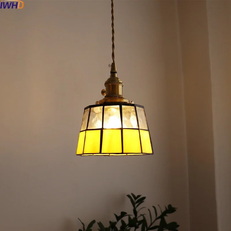 Afralia™ Vintage Copper Glass Chandelier Pendant Light for Living Room, Bedroom, Bar