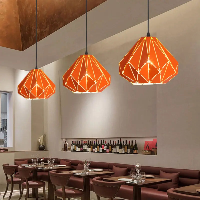 Afralia™ Vintage Diamond Shade Pendant Chandelier - Industrial Hanging Light for Kitchen Bedroom