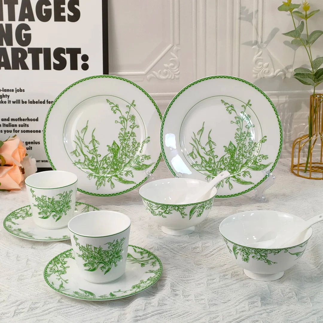 Afralia™ Lily of The Valley Bone China Tableware Set