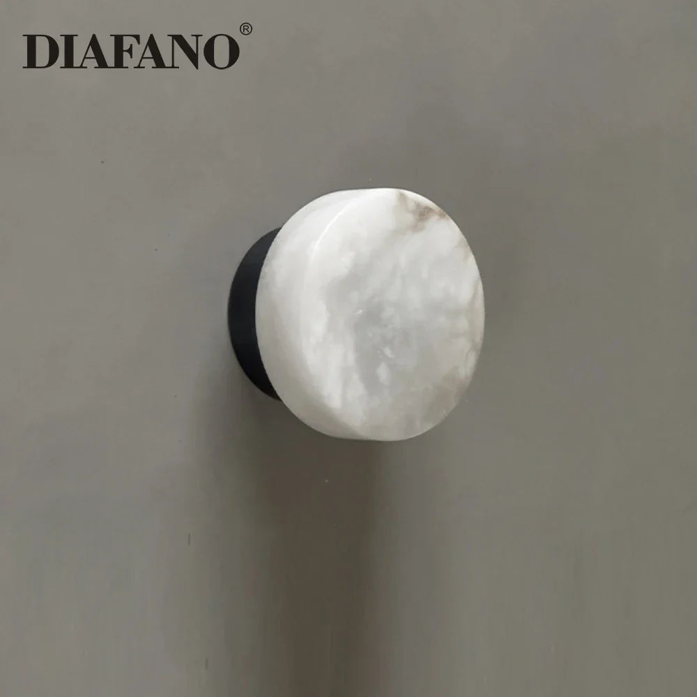 Afralia™ Marble Wall Lights Luxury Black Gold Copper LED Sconce for Living Room & Bedroom