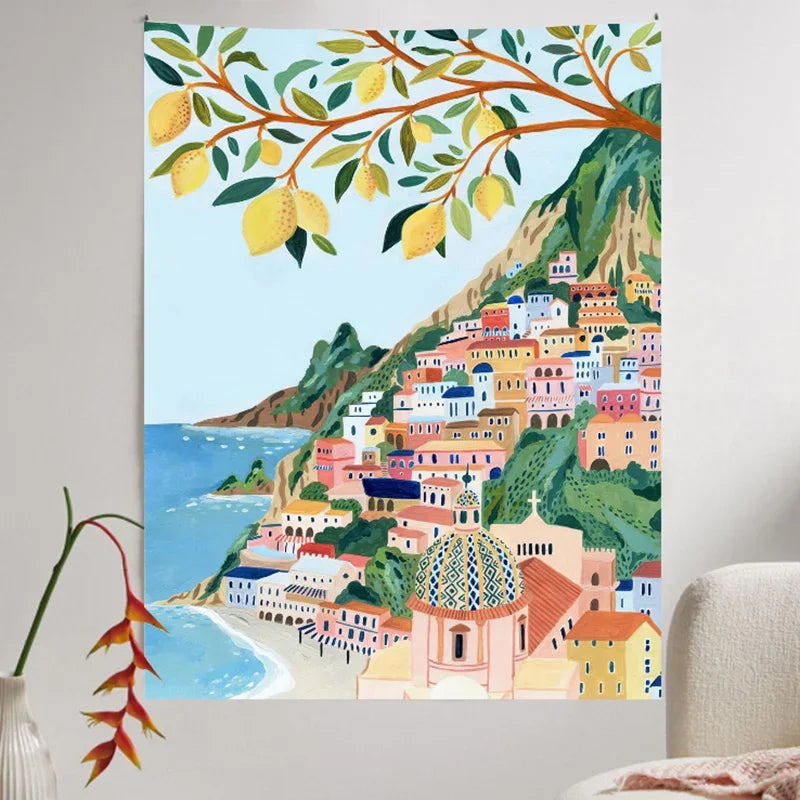 Afralia™ Travel Landscape Tapestry: Nordic Bedroom & Restaurant Wall Hanging Art