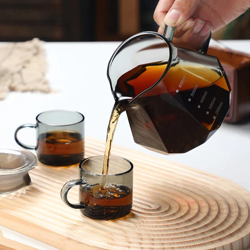 Afralia™ Glass Coffee Kettle Octagonal Pot for Tea/Coffee, 400/600ml Reusable Coffeeware