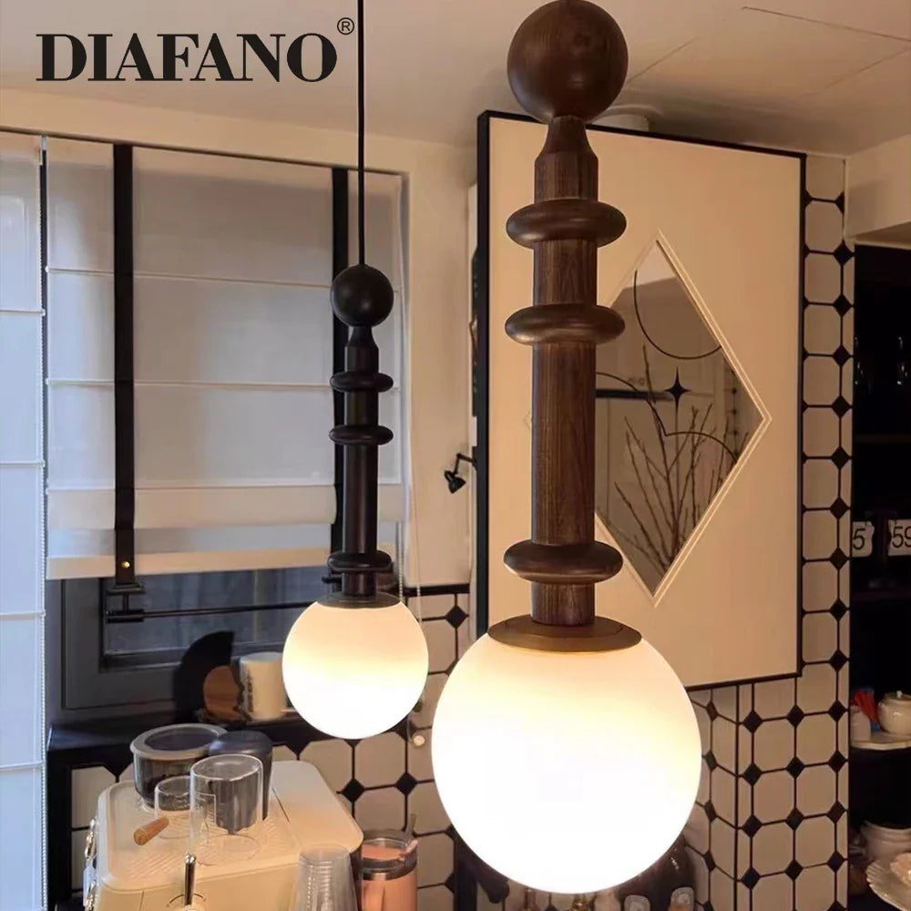 Afralia™ Wood LED Pendant Light for Bedroom Dining Room Study Office Bar