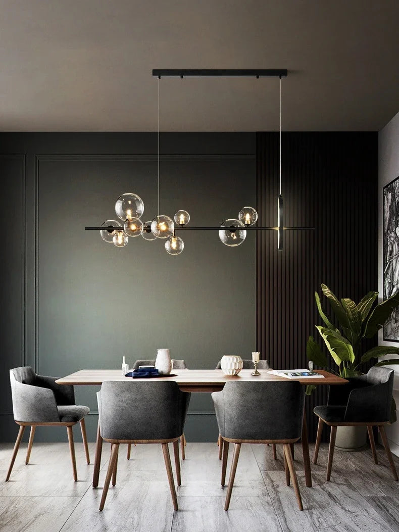 Afralia™ Nordic Glass Ball Chandelier: Stylish Pendant Lamp for Dining Room, Kitchen, Bar & Home Decor