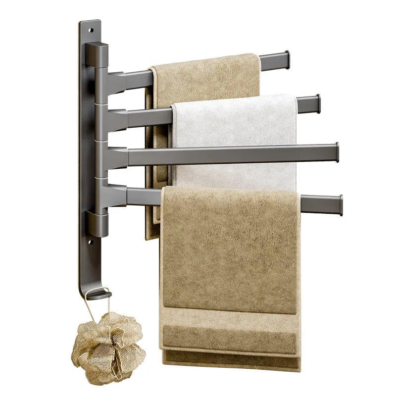 Afralia™ Wall-mounted Folding Towel Rack Organizer for Bathroom and Laundry