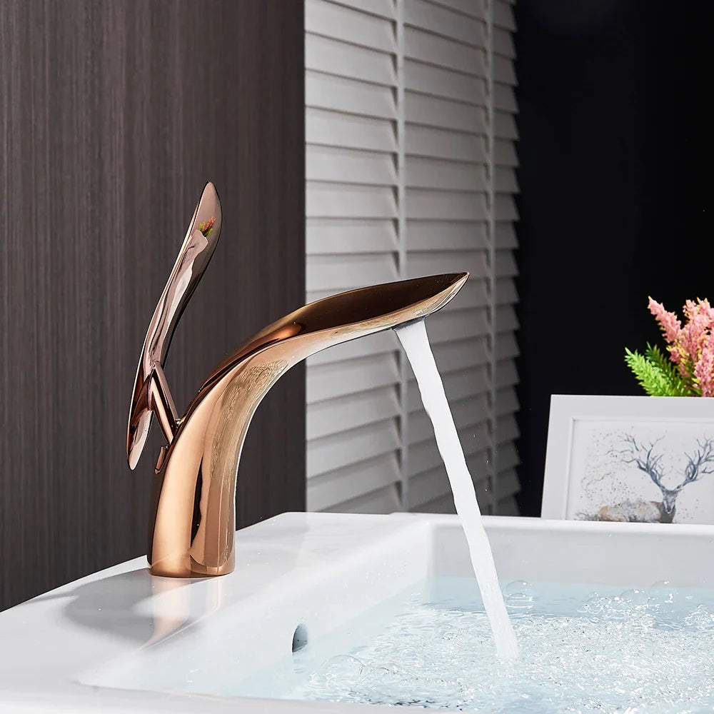Afralia™ Brass Washbasin Faucet: Nordic Style, Light Luxury, Simple Creative Design