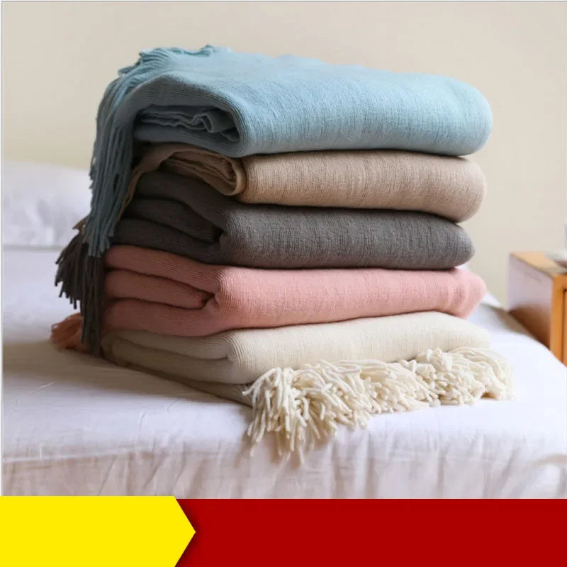 Afralia™ Knitted Cashmere Siesta Blanket - Soft Sofa Throw & Bedding Blanket