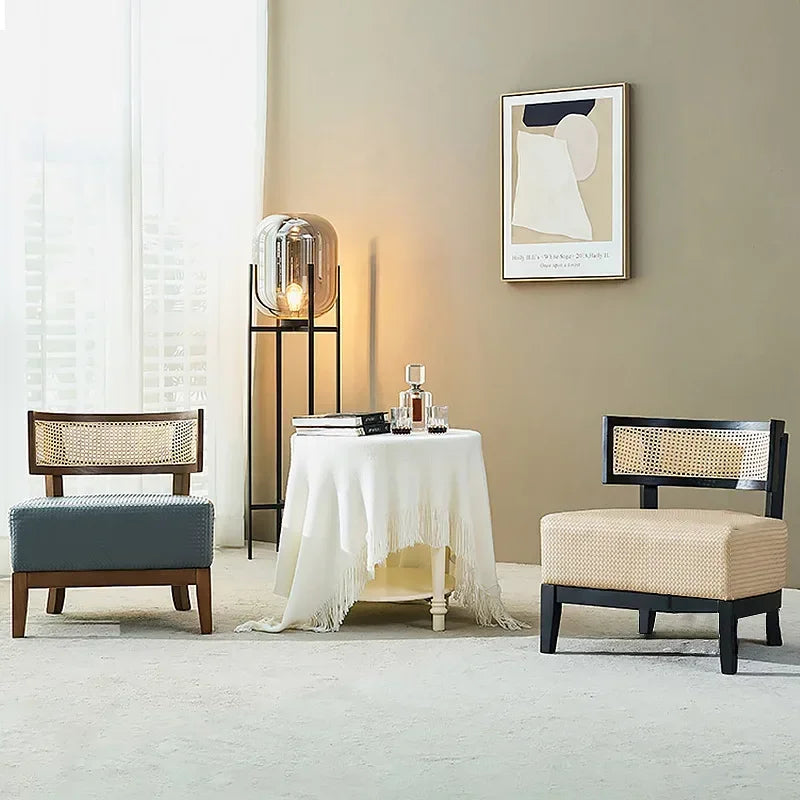 Afralia™ Nordic Rattan Outdoor Solid Wood Chair for Simple Household.