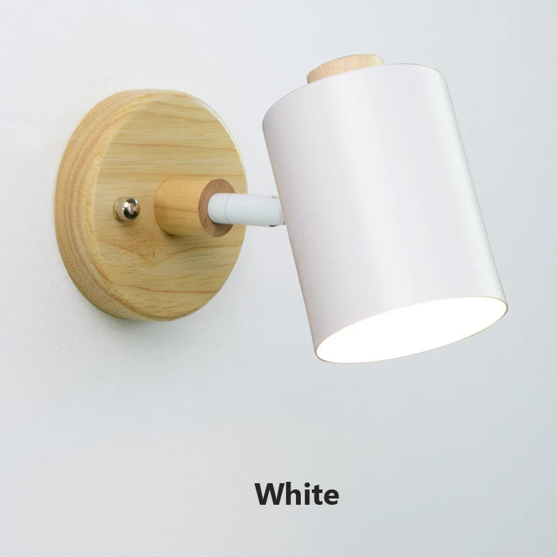 Afralia™ Nordic Macaron Rotatable Wall Light - Modern Wood and Iron Design