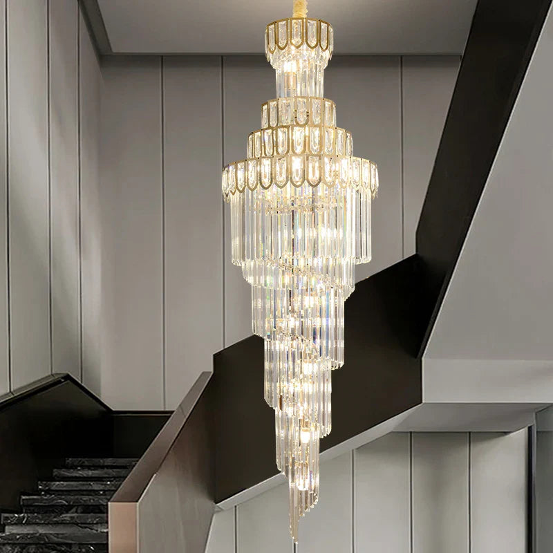 Afralia™ Light Luxury Rotating Crystal Chandelier for Villa Living Room