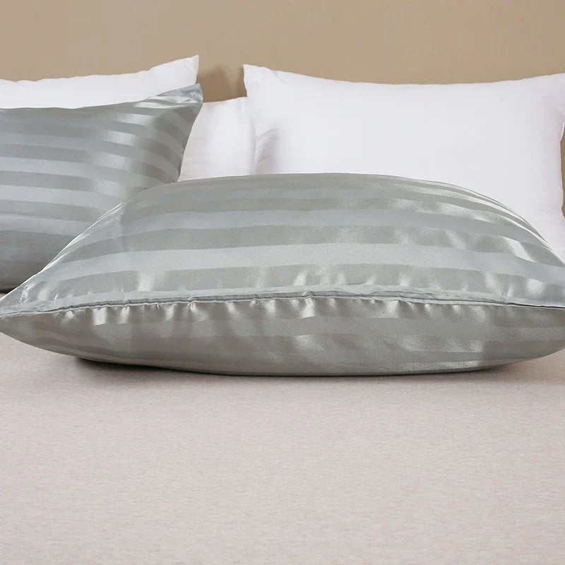 Afralia™ Luxury Satin Stripes Pillowcase | Soft Jacquard Pillow Cover for Queen & King Size