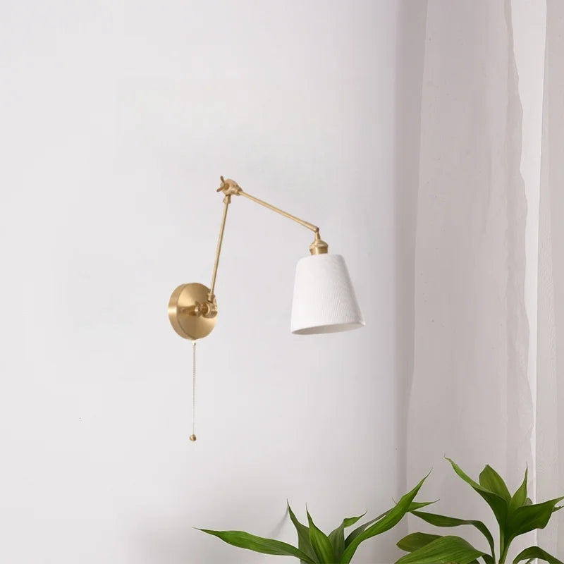 Afralia™ Ceramic LED Wall Lamp with Pull Chain Switch for Stair, Bathroom, Living Room