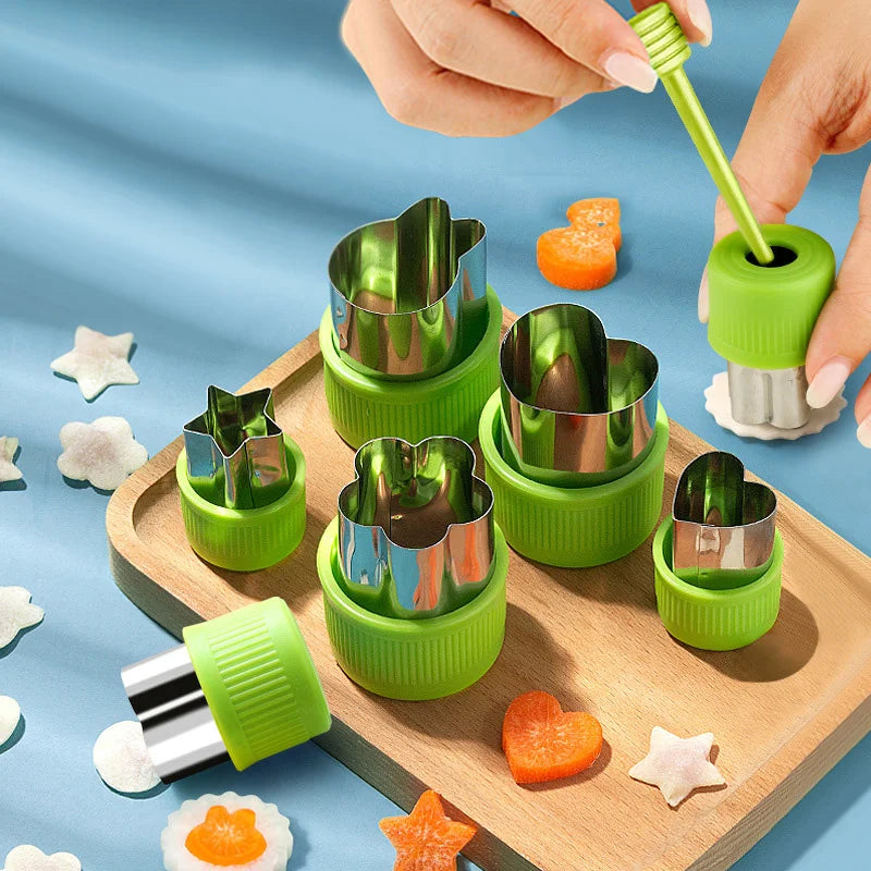 Afralia™ Stainless Steel Vegetable Cutter Set - Heart Flower Shapes Cookie Sandwiches Mold