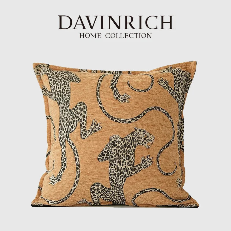 Afralia™ Panthera Gold Chenille Cushion Covers from Royal Menagerie Collection