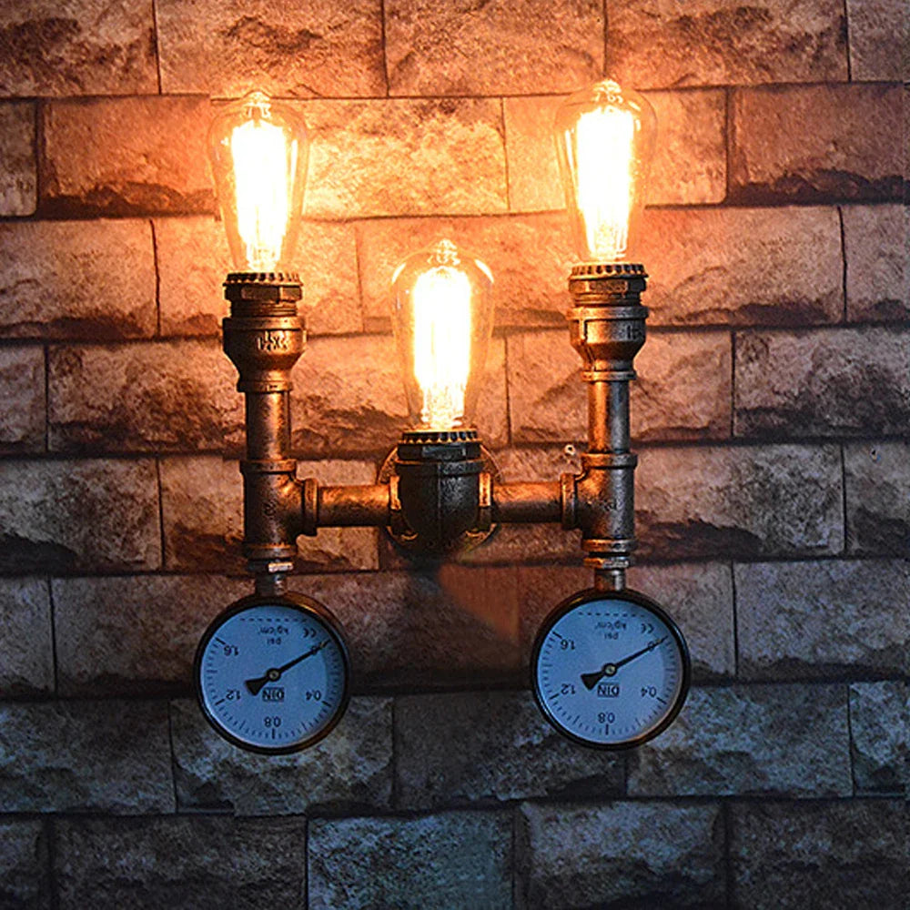 Afralia™ Rustic Water Pipe Wall Sconce Light for Home Decor