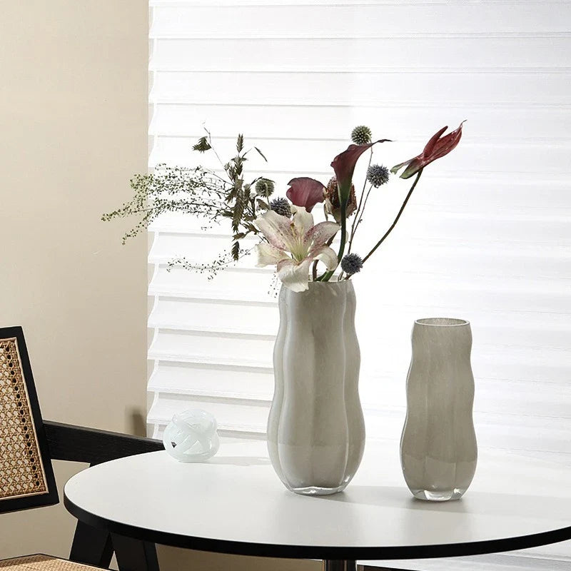 Afralia™ Wavy Glass Vase for Flowers and Hydroponics