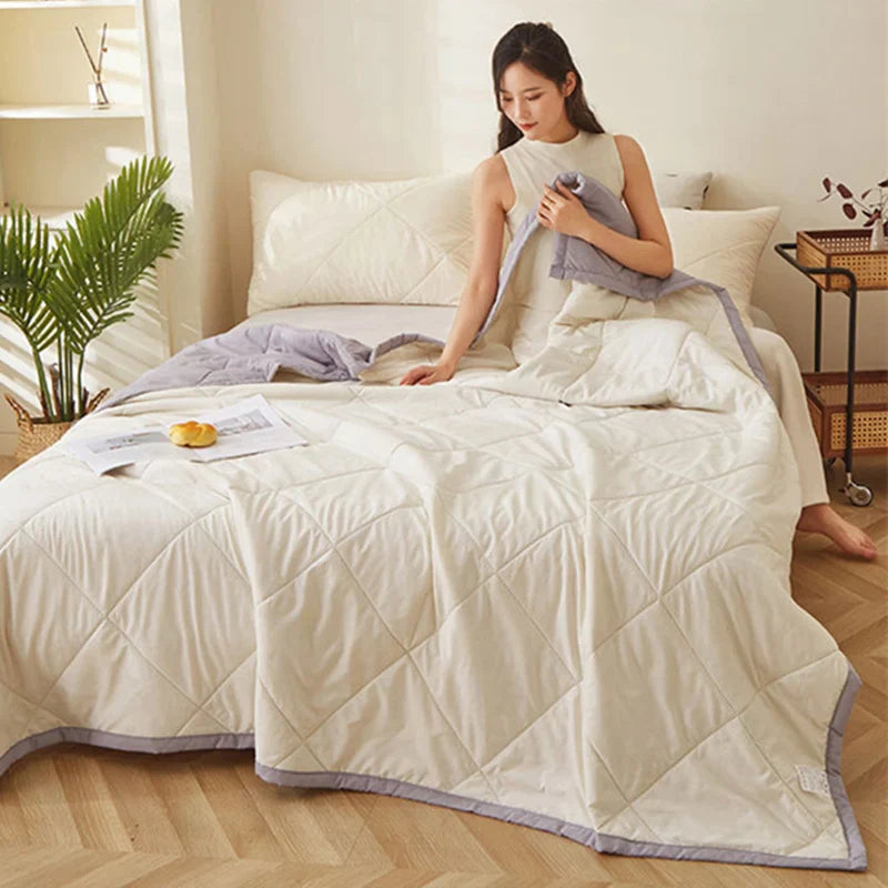 Afralia™ Quilted Summer Blanket: Soft & Breathable Double Comforter