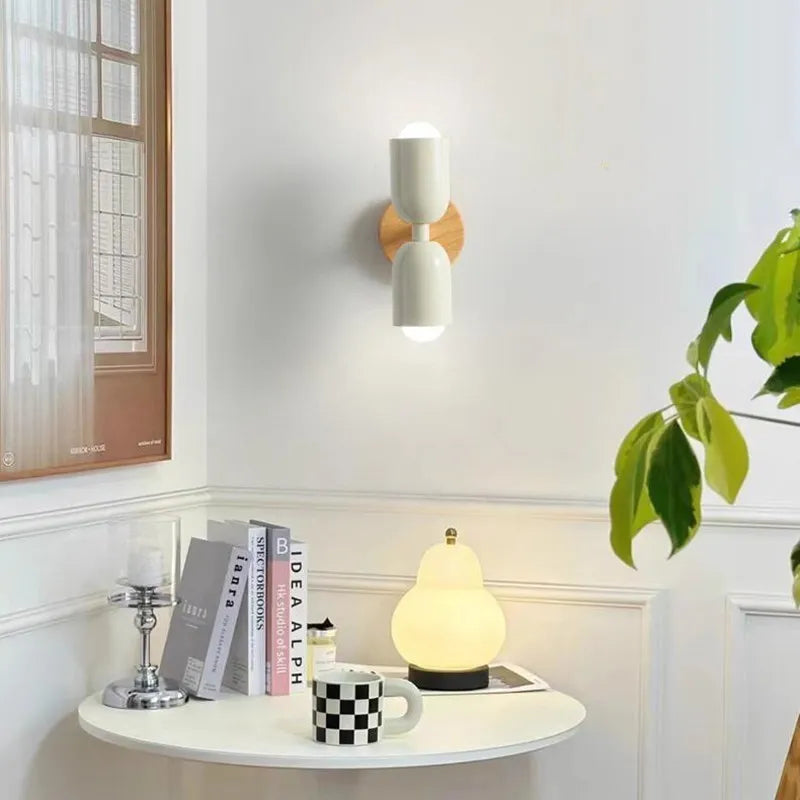 Afralia™ Cream Zipper Wooden Wall Lamp for Bedroom Living Room Hallway Illumination