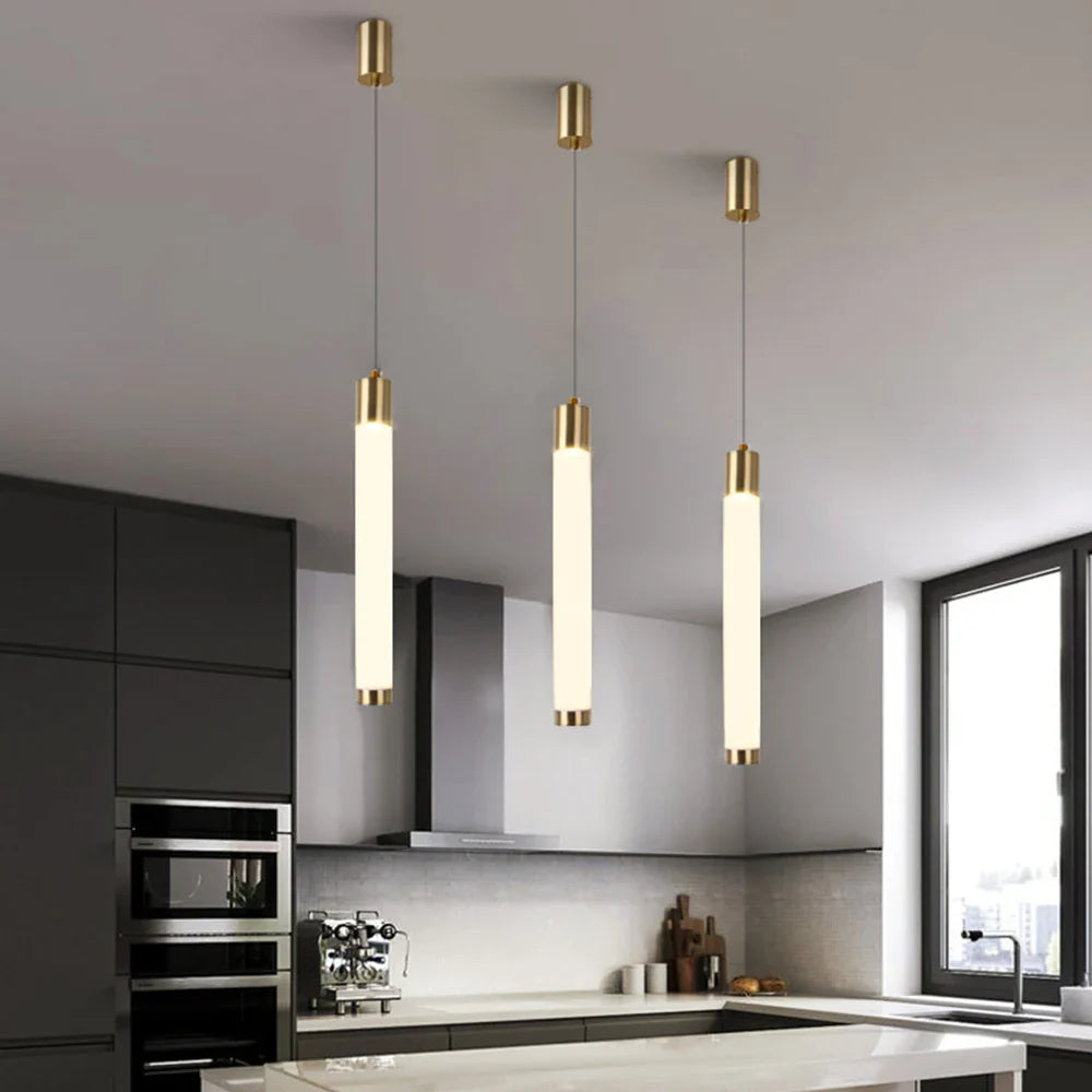 Afralia™ Nordic Gold LED Pendant Light for Kitchen Island, 360° Luminous Brilliance