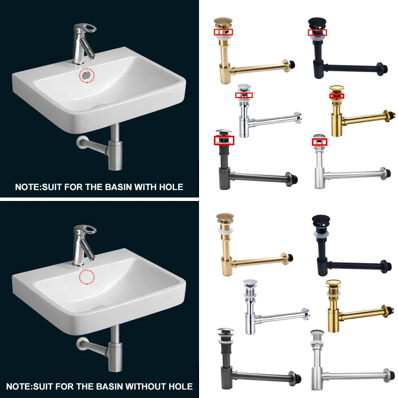 Afralia™ Modern Brushed Chrome Gold Gray Bathroom Sink Drain Filter - Bottle Trap & Drainer