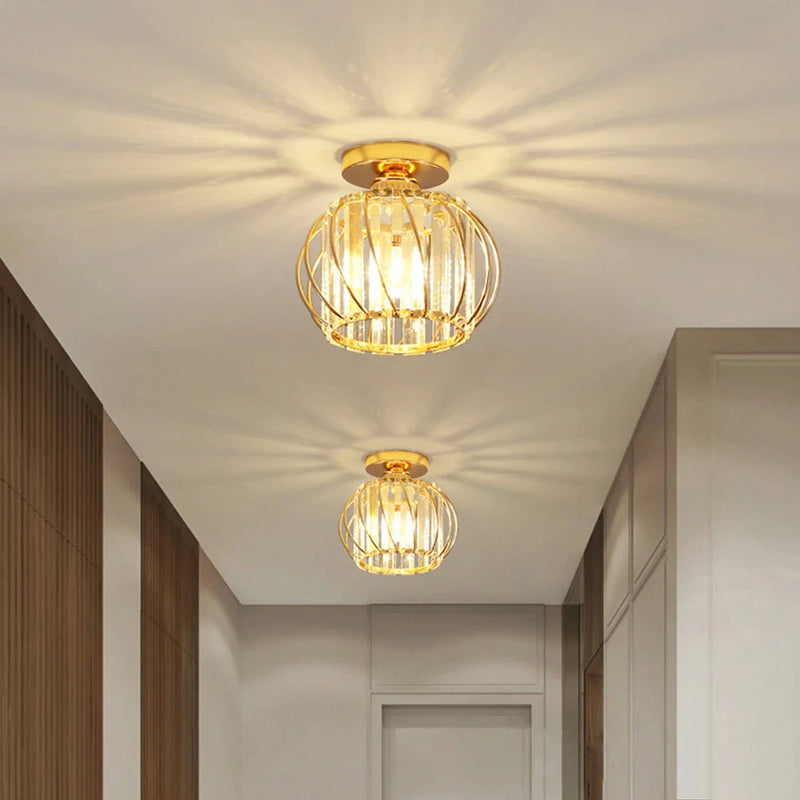 Afralia™ Iron Round Crystal Ceiling Chandelier for Modern Indoor Lighting