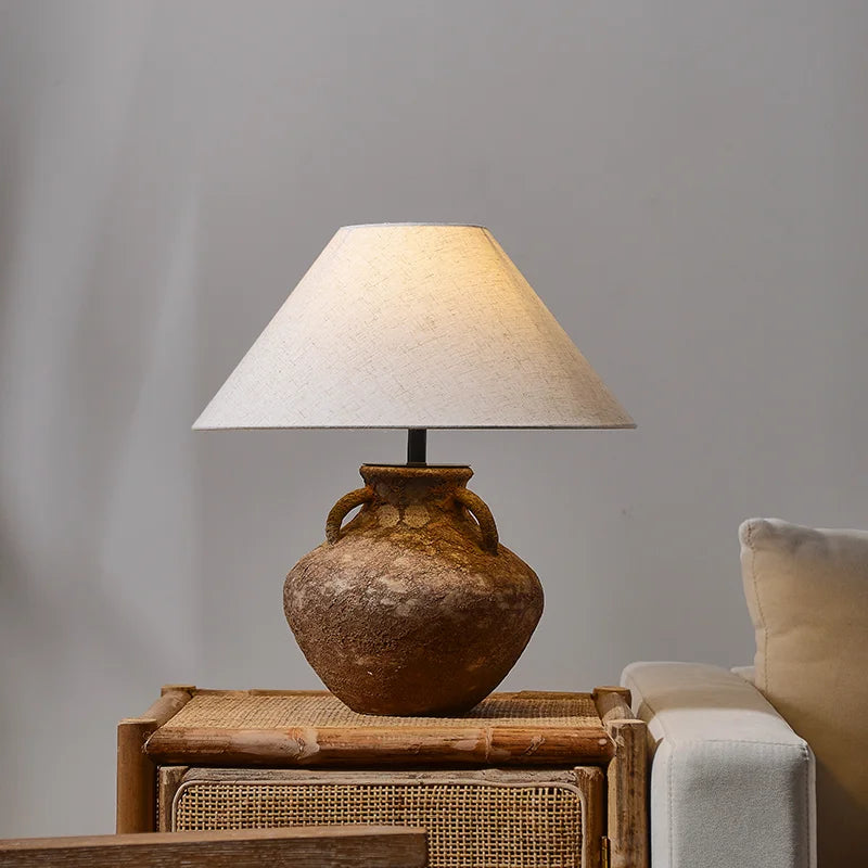 Afralia™ Country Table Lamp with Fabric Lampshade for Vintage Bedroom Décor