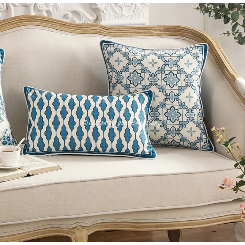 Afralia™ Retro Twist Braids Geometry Print Lumbar Pillow Covers, Luxury Cotton Linen, 30x50cm