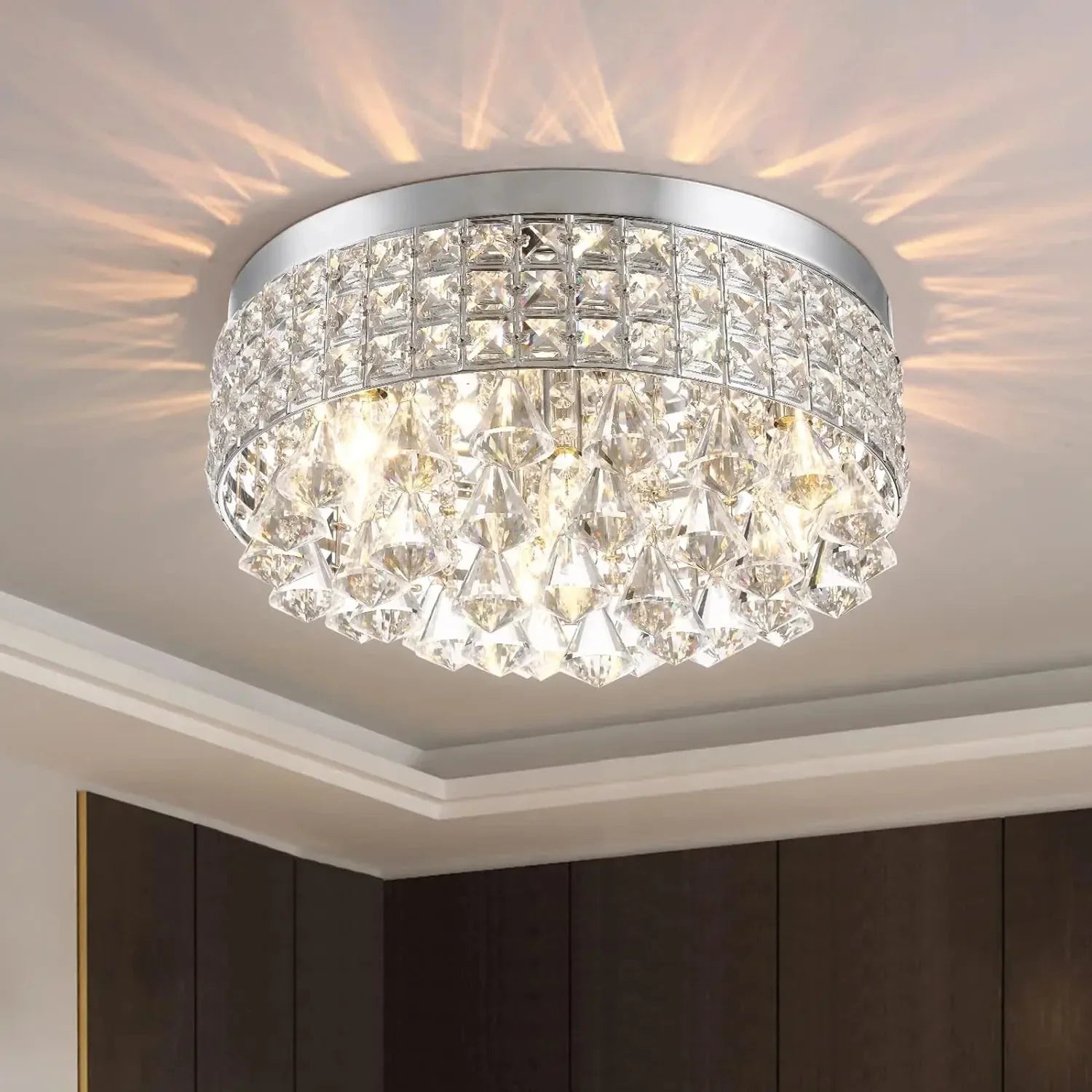 Afralia™ Modern Drum Crystal Chandelier Light Fixture for Home Décor