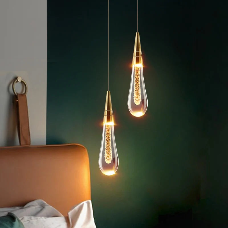 Afralia™ Waterdrop Crystal Chandelier Light: Elegant LED Suspension Lamps for Home, Bar, Living Room