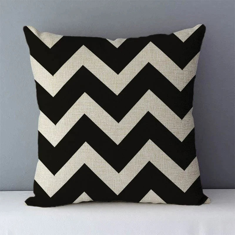 Afralia™ Geometric Linen Pillowcase Colorful Line Patchwork Cushion Cover for Home Decor