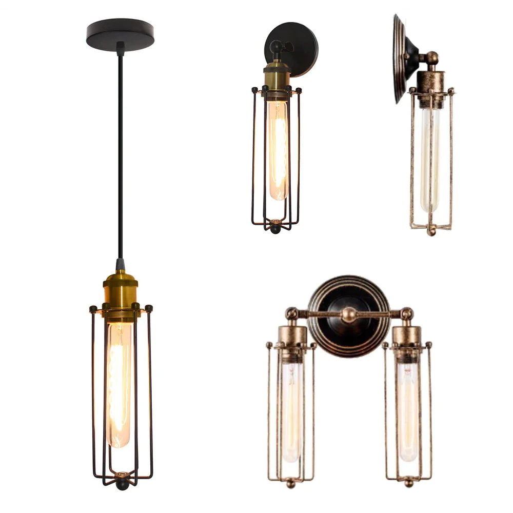 Afralia™ Vintage Loft Metal Frame Wall Light for Bathroom Bedroom Bar