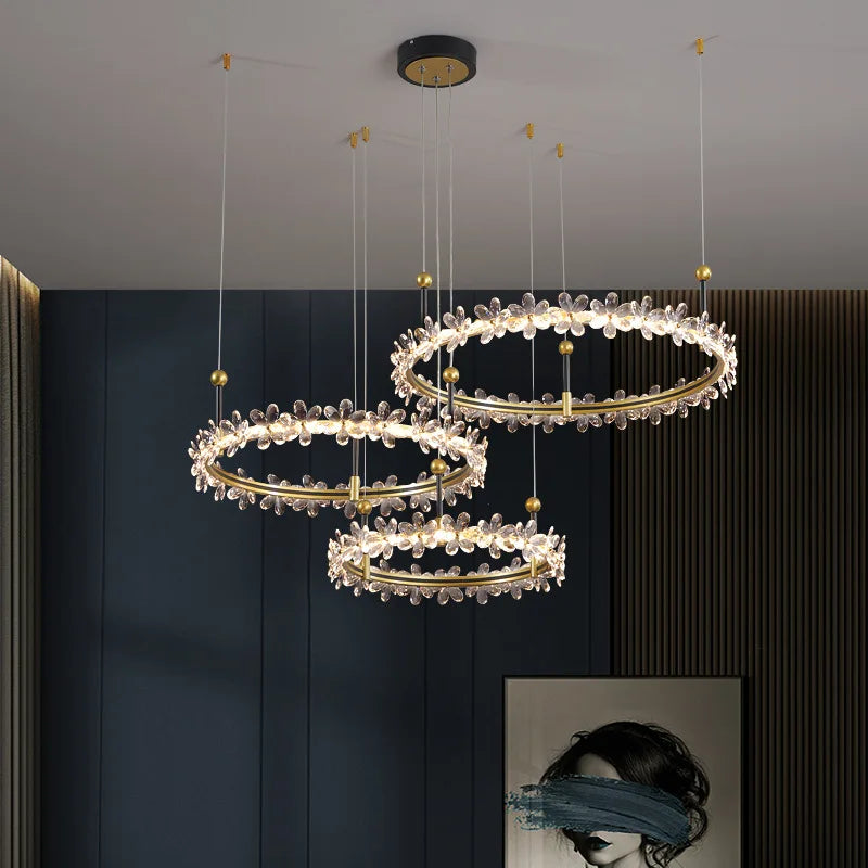 Afralia™ Gold Crystal Ring Chandelier Pendant Light, Luxury Modern Design for Home Décor