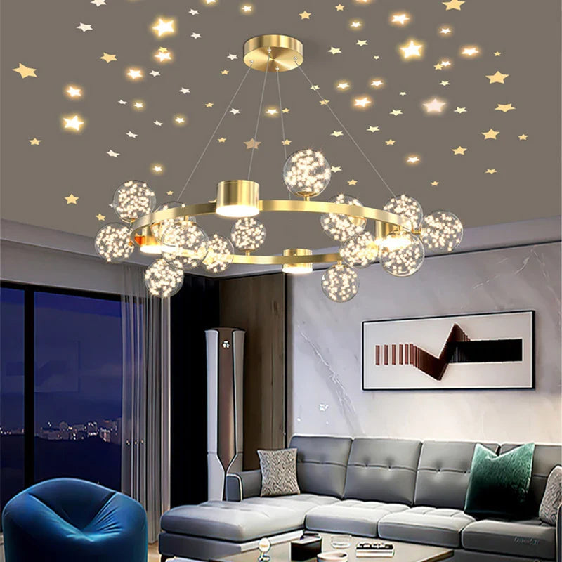 Afralia™ Modern Iron Glass LED Chandelier for Home Decor Lighting Fixtures