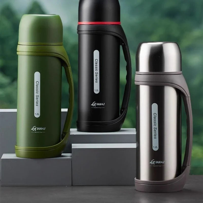 Afralia™ 1.2L Vacuum Thermos Flask for Outdoor Camping & Travel