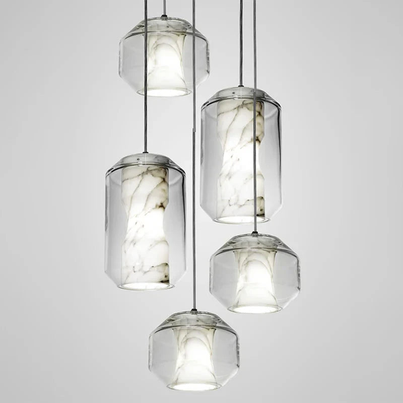 Afralia™ Marble Glass Chandelier: Modern Minimalist LED Pendant Lamps for Home Decor