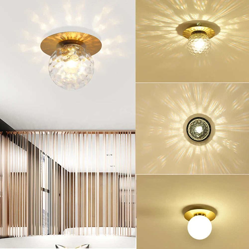 Afralia™ Nordic Glass Ball Ceiling Lamp for Indoor Decoration Lighting E27 Bulb