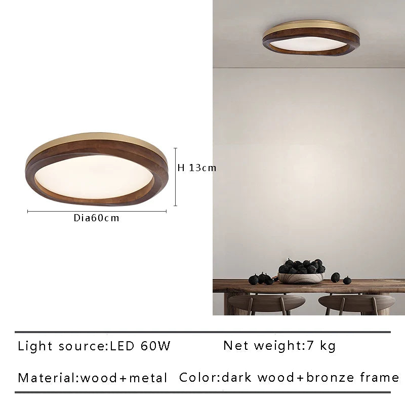 Afralia™ Modern Solid Wood LED Ceiling Light Fixture for Home Decor