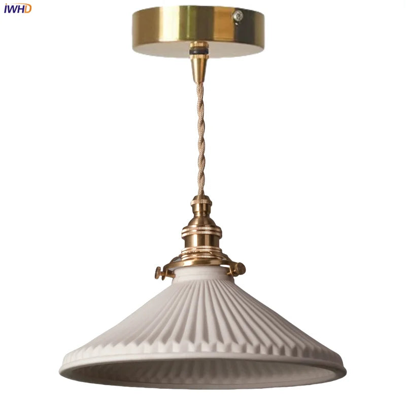 Afralia™ Ceramic LED Pendant Light: Modern Brass Hanging Lamp for Home Decor