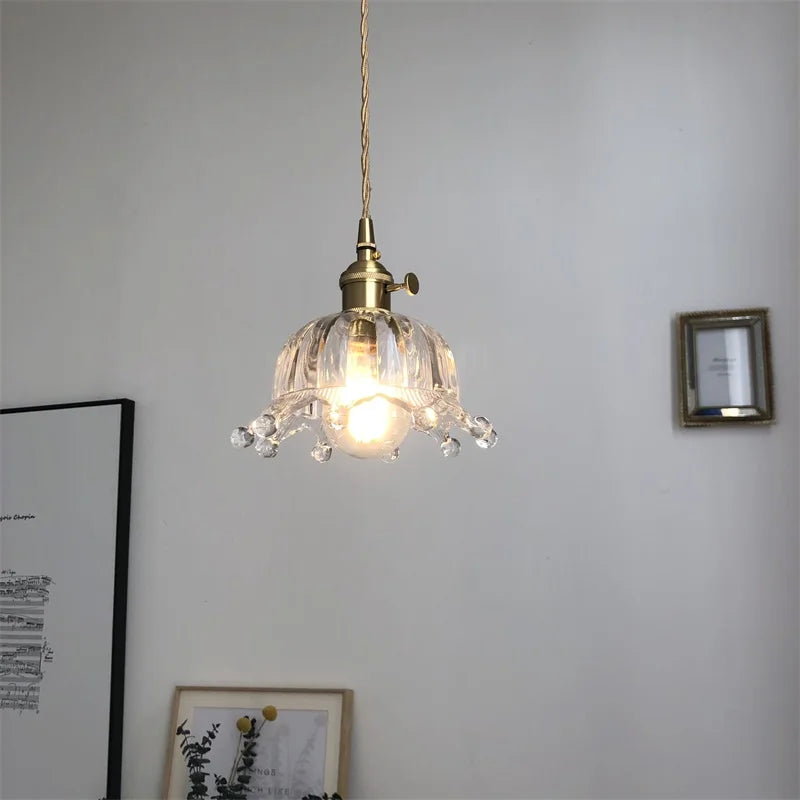 Afralia™ Copper Glass LED Pendant Light for Modern Home Decor - Hanging Lamp