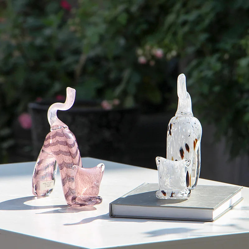 Afralia™ Crystal Cat Figurine | Decorative Kitten Statue for Home Decoration