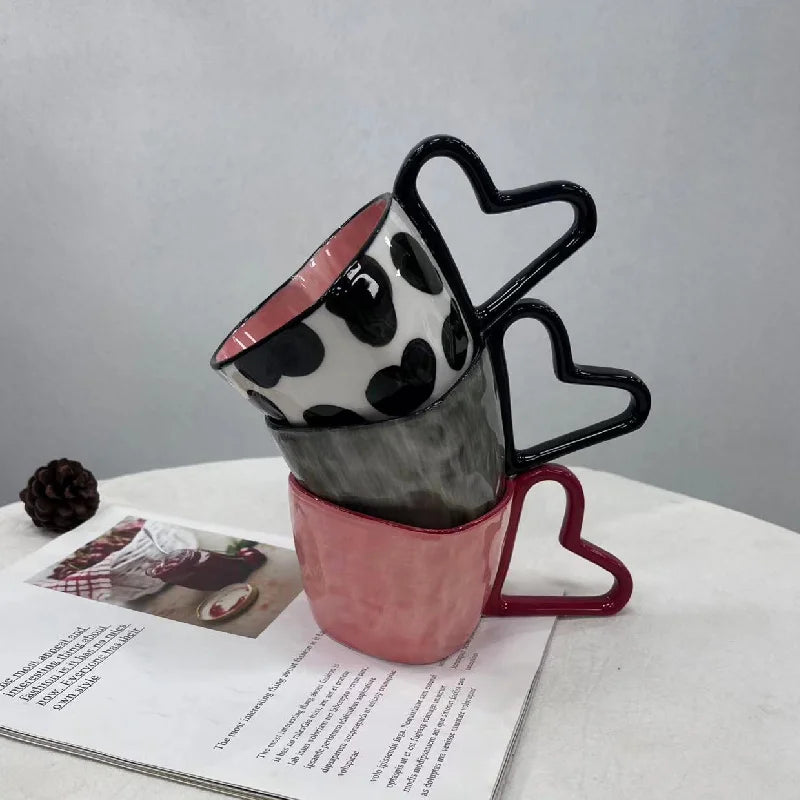 Afralia™ Heart Shape Ceramic Coffee Mug - 10oz Unique Design and Lovely Gift