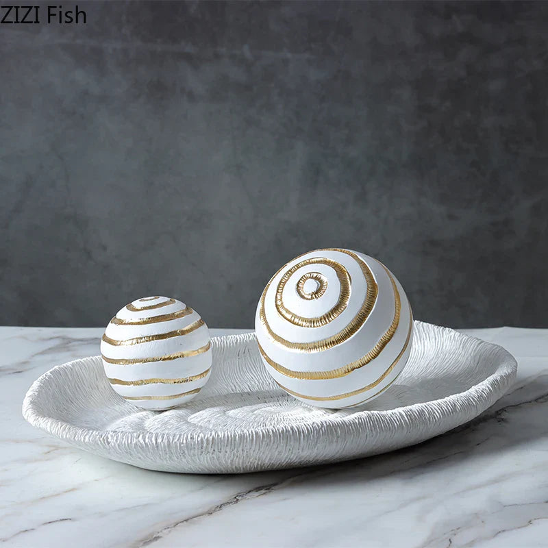 Afralia™ Golden Texture Ball Geometric Sculpture - Abstract Desk Decoration