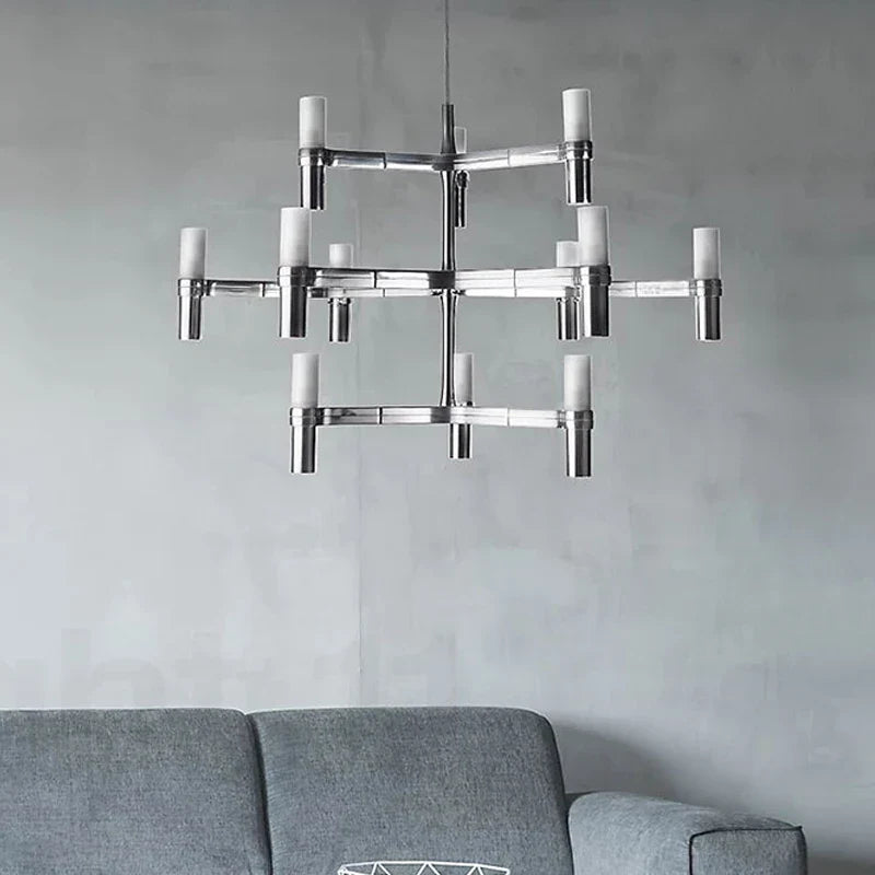 Afralia™ Crown Major Chandelier G9 Luxury Foyer Chandelier, White Gold, Chrome Metal